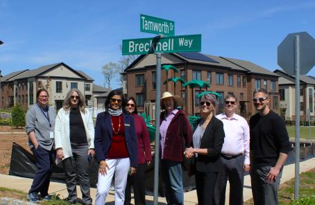 Mayor Singh, Committeeperson Keenan and Twp. staff celebrate opening Brecknell Way 4-23-24.